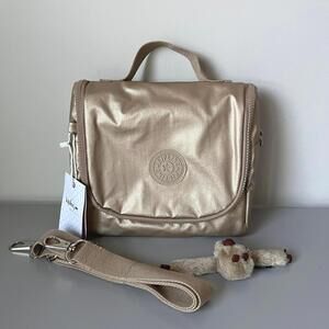 Kipling New Kichirou Lunch Bag in Metallic Gold NWT
